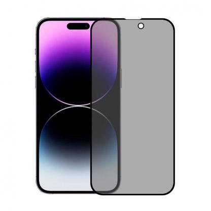 Калено стъклено защитно покритие с определен ъгъл на виждане на iPhone 16, iPhone 15 - TG Magic Privacy Full Cover Tempered Glass 5D (черен-прозрачен)