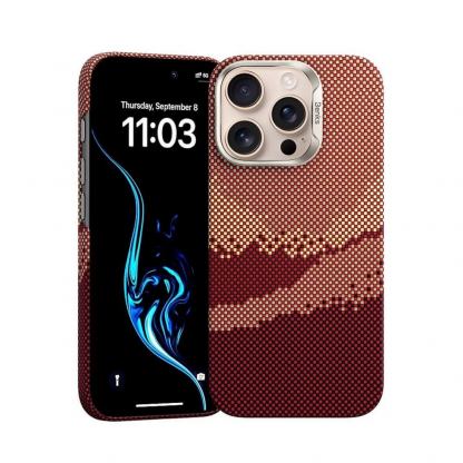 Кевларен кейс с MagSafe за iPhone 16 Pro Max - Benks GoldenTide ArmorAir Magnetic Kevlar Case 600D (червен-оранжев)