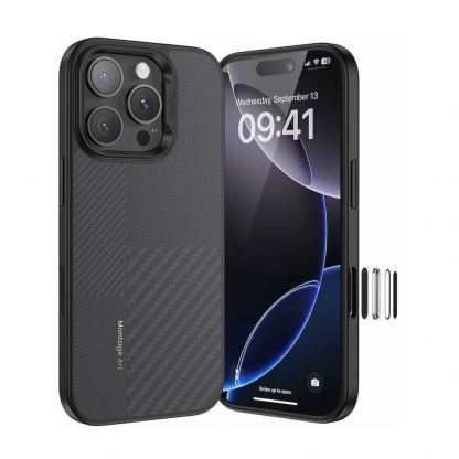 Кевларен кейс с MagSafe за iPhone 16 Pro - Benks Magnetic Armor Pro Montage Kevlar Metal Frame Camera Control Case 600D and 1500D (черен)