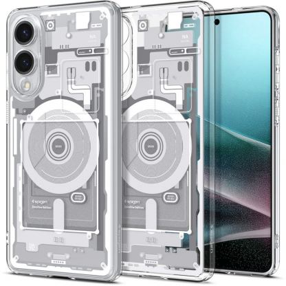 Хибриден кейс с висока степен на защита с MagSafe за Samsung Galaxy S25 Edge - Spigen Ultra Hybrid MagSafe Zero One Case (прозрачен-бял) 