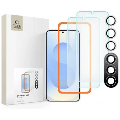 Комплект 2 броя стъклено защитно покритие за дисплея и стъклено защитно покритие за камерата на Samsung Galaxy S25  - Tech-Protect Supreme Protection Set (прозрачен)