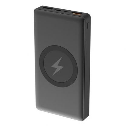 Platinet Power Bank 10000 mAh Dual Input Wireless Qi Charging - външна батерия с два USB и USB-C изходи и безжично зареждане (черен)