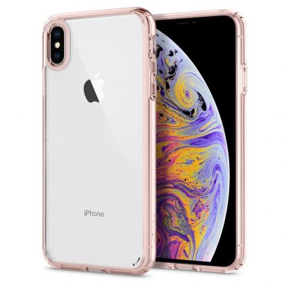 Spigen Ultra Hybrid Case - хибриден кейс с висока степен на защита за iPhone XS Max (розов-прозрачен)