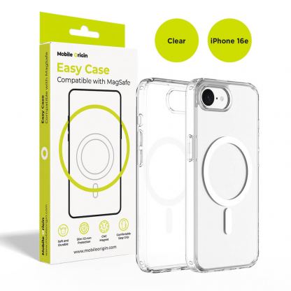 Хибриден кейс с най-висока степен на защита с MagSafe за iPhone 16e, iPhone 17e - Mobile Origin Easy Hybrid MagSafe Case (прозрачен)