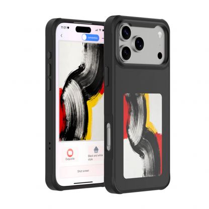  Поликарбонатов кейс с вграден дисплей на задната част и NFC за iPhone 17 Pro Max - 4smarts E-Ink Case with NFC Display (черен)