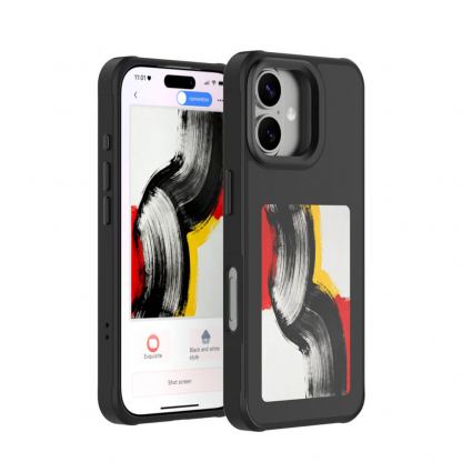  Поликарбонатов кейс с вграден дисплей на задната част и NFC за iPhone 17 - 4smarts E-Ink Case with NFC Display (черен)
