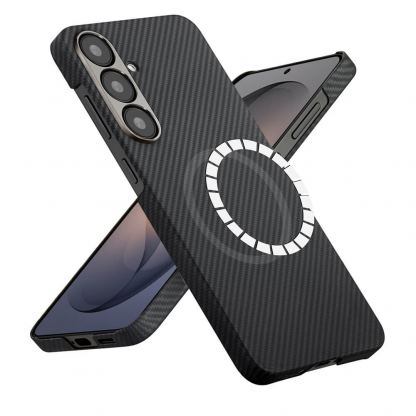 Кевларен кейс с MagSafe за Samsung Galaxy S26 - Techsuit Aramid Fiber MagSafe Ultra Slim Case (черен)