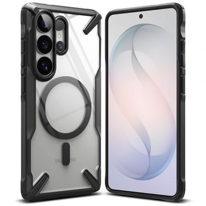 Хибриден кейс с висока степен на защита с MagSafe за Samsung Galaxy S26 Ulta - Ringke Fusion X Magnetic Case (черен-прозрачен)