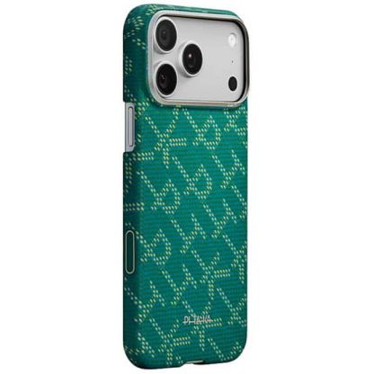 Кевларен кейс с MagSafe за iPhone 17 Pro Max - Pitaka Monogram Gold-Green Ultra Slim Aramid Fiber Case