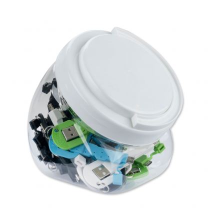 4smarts Basic POS Jar with 30 pcs Micro-USB Cables KeyLink - комплекта от 30 microUSB кабела с буркан (черен, син, зелен, сив, бял)
