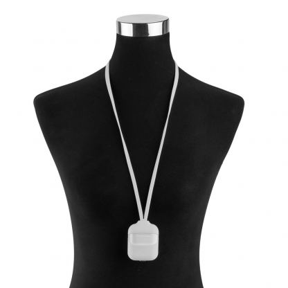 4smarts Basic Protection Case with 2 Straps - силиконов калъф с ленти за врата и китката за Apple AirPods (бял)