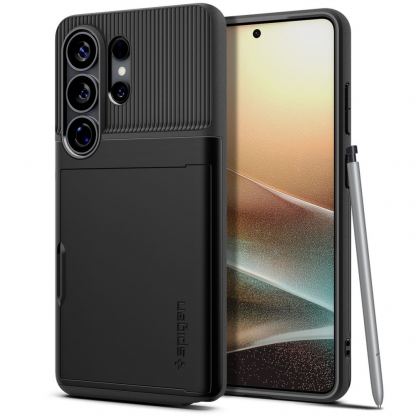 Хибриден удароустойчив кейс с отделение за кр. карти за Samsung Galaxy S26 Ultra - Spigen Slim Armor CS Case (черен)