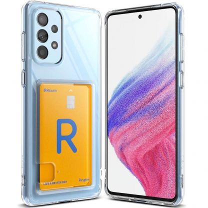 Хибриден удароустойчив кейс с джоб за кредитна карта за Samsung Galaxy A53 5G - Ringke Fusion Card Case (прозрачен)