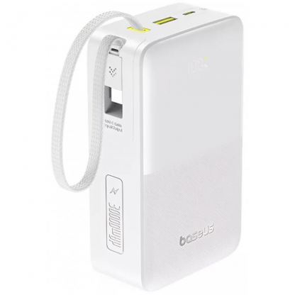 Външна батерия 10000 mAh с вграден USB-C кабел и 1xUSB-C, 1xUSB-A портове - Baseus EnerFill FC51 Bipow 2 Pro Digital Display Power Bank With USB-C Cable 22.5W 20000mAh (бял)