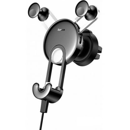 Baseus YY Car Mount Holder - поставка за радиатора на кола за смартфони с дисплеи до 6.5 инча и Lightning кабел (100 см) (сребриста)