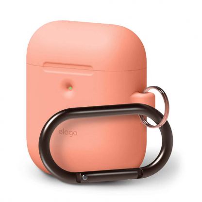 Elago Airpods Silicone Hang Case - силиконов калъф с карабинер за Apple Airpods 2 with Wireless Charging Case (оранжев)