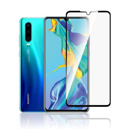 Torrii BodyGlass 2.5D Curved Edge Glass - калено стъклено защитно покритие с извити ръбове за целия дисплея на Huawei P30 (черен-прозрачен)