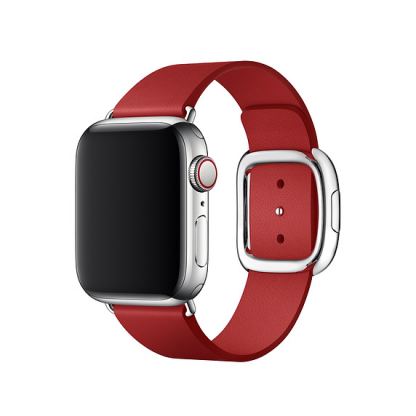 Apple Modern Buckle Band Small - оригинална кожена каишка за Apple Watch 38мм, 40мм (червен)