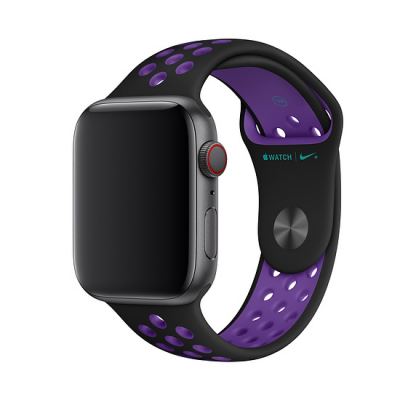 Apple Watch Nike+ Sport Band - оригинална силиконова каишка за Apple Watch 42мм, 44мм (черен-лилав)