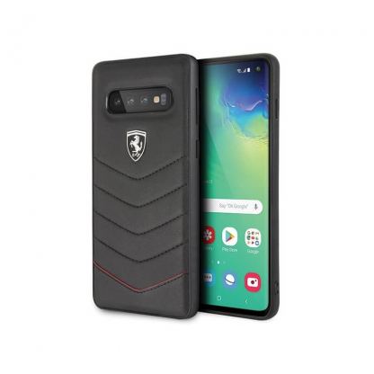 Ferrari Heritage Quilted Hard Case - кожен кейс (естествена кожа) за Samsung Galaxy S10 (черен)