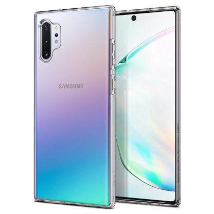Spigen Liquid Crystal Case - тънък качествен силиконов (TPU) калъф за Samsung Galaxy Note 10 Plus (прозрачен) 