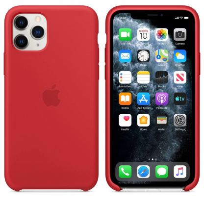 Apple Silicone Case - оригинален силиконов кейс за iPhone 11 Pro Max (червен)