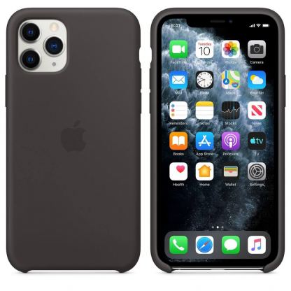Apple Silicone Case - оригинален силиконов кейс за iPhone 11 Pro Max (черен)