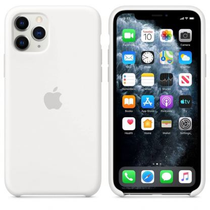 Apple Silicone Case - оригинален силиконов кейс за iPhone 11 Pro (бял)