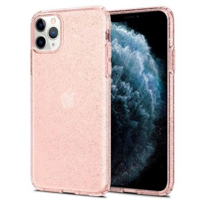 Spigen Liquid Crystal Glitter Case - тънък силиконов (TPU) калъф за iPhone 11 Pro Max (розов) 