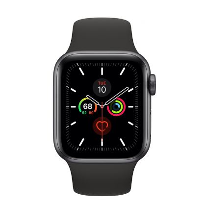 Apple Watch Series 5 GPS, 44mm Space Grey Aluminium Case with Black Sport Band- умен часовник от Apple