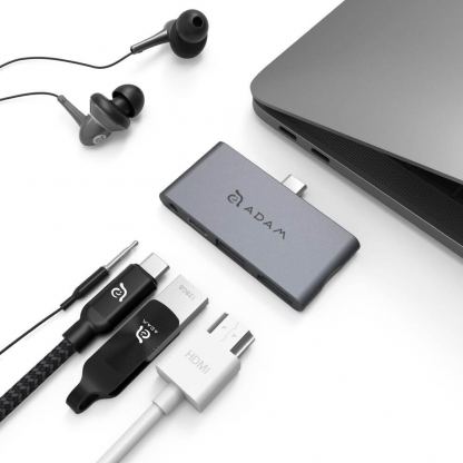 Adam Elements CASA Hub i4 USB-C - мултифункционален хъб за свързване на допълнителна периферия за iPad Pro и мобилни устройства (тъмносив)