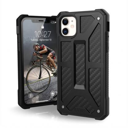 Urban Armor Gear Monarch Case - удароустойчив хибриден кейс за iPhone 11 (черен-карбон)