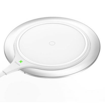 Baseus Metal Wireless Charger - поставка (пад) за безжично зареждане с технология за бързо зареждане за Qi съвместими устройства (бял)