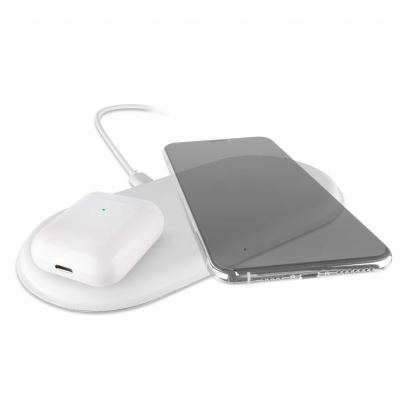 4smarts Wireless Fast Charger VoltBeam Air, 15W - двойна поставка (пад) с Fast Charge за безжично захранване (бял) 