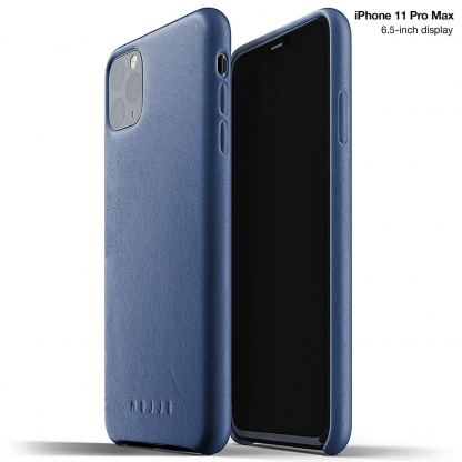 Mujjo Full Leather Case - кожен (естествена кожа) кейс за iPhone 11 Pro Max (син)