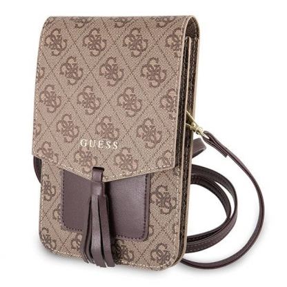 Guess Wallet Universal Phone Bag - кожена чанта (портфейл) с презрамка (кафяв) 