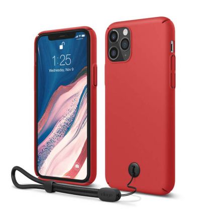 Elago Slim Fit Strap Case - качествен поликарбонатов кейс с каишка за китката за iPhone 11 Pro (червен)