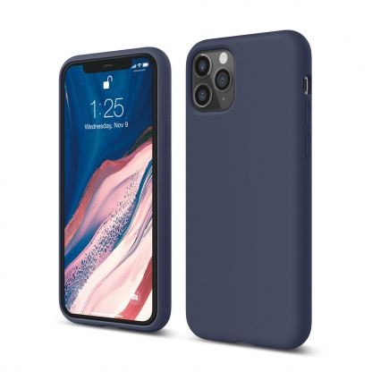 Elago Soft Silicone Case - силиконов (TPU) калъф за iPhone 11 Pro Max (тъмносин)