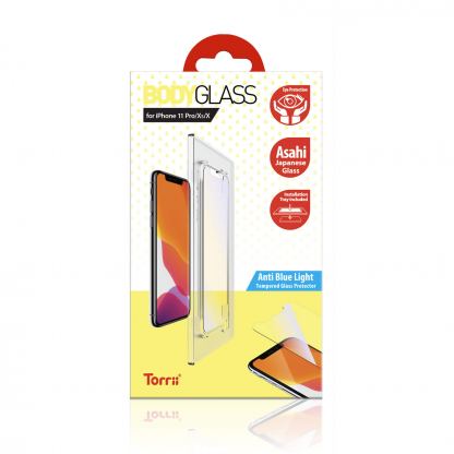Torrii BodyGlass 2.5D Anti Blue Light Glass - калено стъклено защитно покритие за iPhone 11 Pro, iPhone XS, iPhone X (прозрачен)