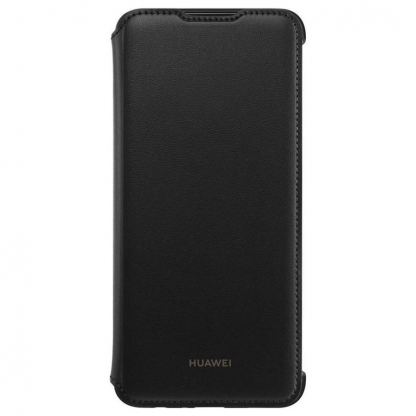 Huawei Wallet Cover Case - оригинален кожен калъф с поставка за Huawei P Smart Plus (2019) (черен)