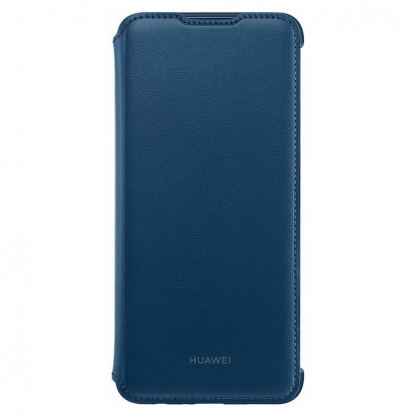 Huawei Wallet Cover Case - оригинален кожен калъф с поставка за Huawei P Smart Plus (2019) (син)