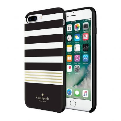 Kate Spade Black Stripe Case - удароустойчив хибриден кейс за iPhone 8 Plus, iPhone 7 Plus (черен)