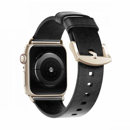 Nomad Strap Modern Slim Leather - кожена (естествена кожа) каишка за Apple Watch 38мм, 40мм (черен-златист)
