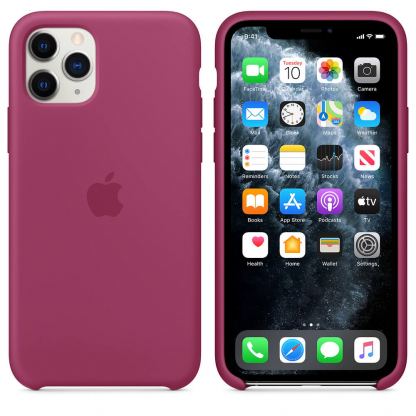 Apple Silicone Case - оригинален силиконов кейс за iPhone 11 Pro Max (светлочервен)