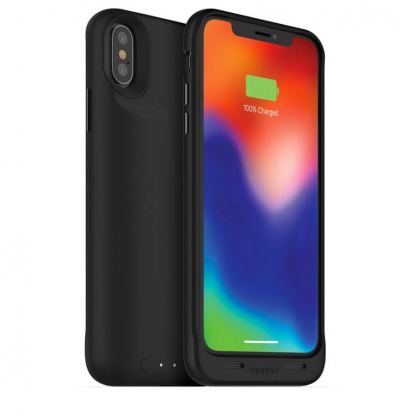 Mophie Juice Pack Air - удароустойчив кейс с вградена батерия 1720mAh и безжично зареждане за iPhone XS, iPhone X (черен)