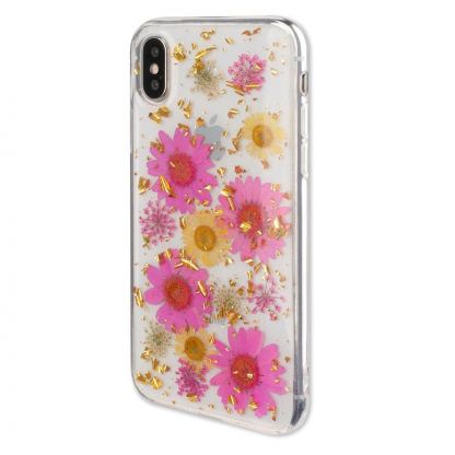 4smarts Soft Cover Glamour Bouquet - силиконов (TPU) калъф с цветя за iPhone XS, iPhone X (златист-розов)