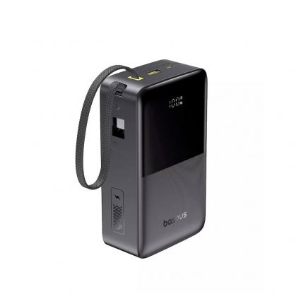 Външна батерия 10000 mAh с вграден USB-C кабел и 1xUSB-C, 1xUSB-A портове - Baseus EnerFill FC51 Bipow 2 Pro Digital Display Power Bank With USB-C Cable 22.5W 30000mAh (черен)