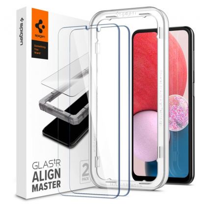 2 броя калени стъклени защитни покрития за дисплея на Samsung Galaxy A13 4G - Spigen Glass.Tr Align Master Tempered Glass 2 Pack (прозрачен)