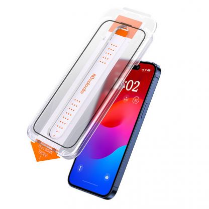 Калено стъклено защитно покритие за дисплея на iPhone 15 Plus (черен-прозрачен)  - Mcdodo Tempered Glass