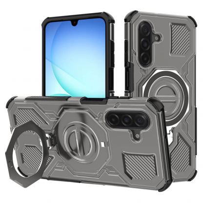 Хибриден удароустойчив кейс с вградена поставка за Samsung Galaxy A17 5G, Galaxy A17 4G - Techsuit Carbon Shield Pro Hybrid Case (тъмносив-черен)